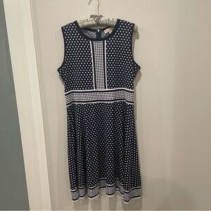 Michael Kors Navy Polka Dot Sleeveless Dress